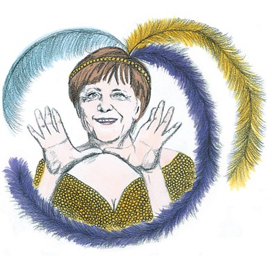 VN tekening Angela Merkel Jip van den Toorn